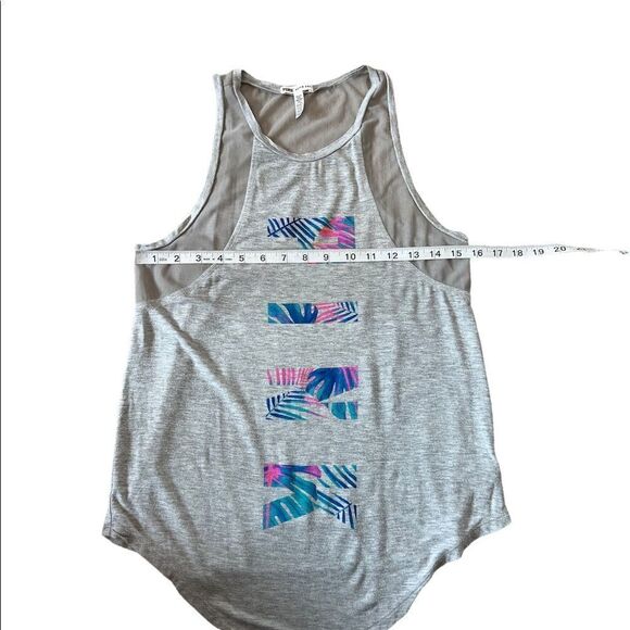 PINK Tropical Graphic Mesh Top Modal Blend Light Casual Tank Top XS - Picture 7 of 8